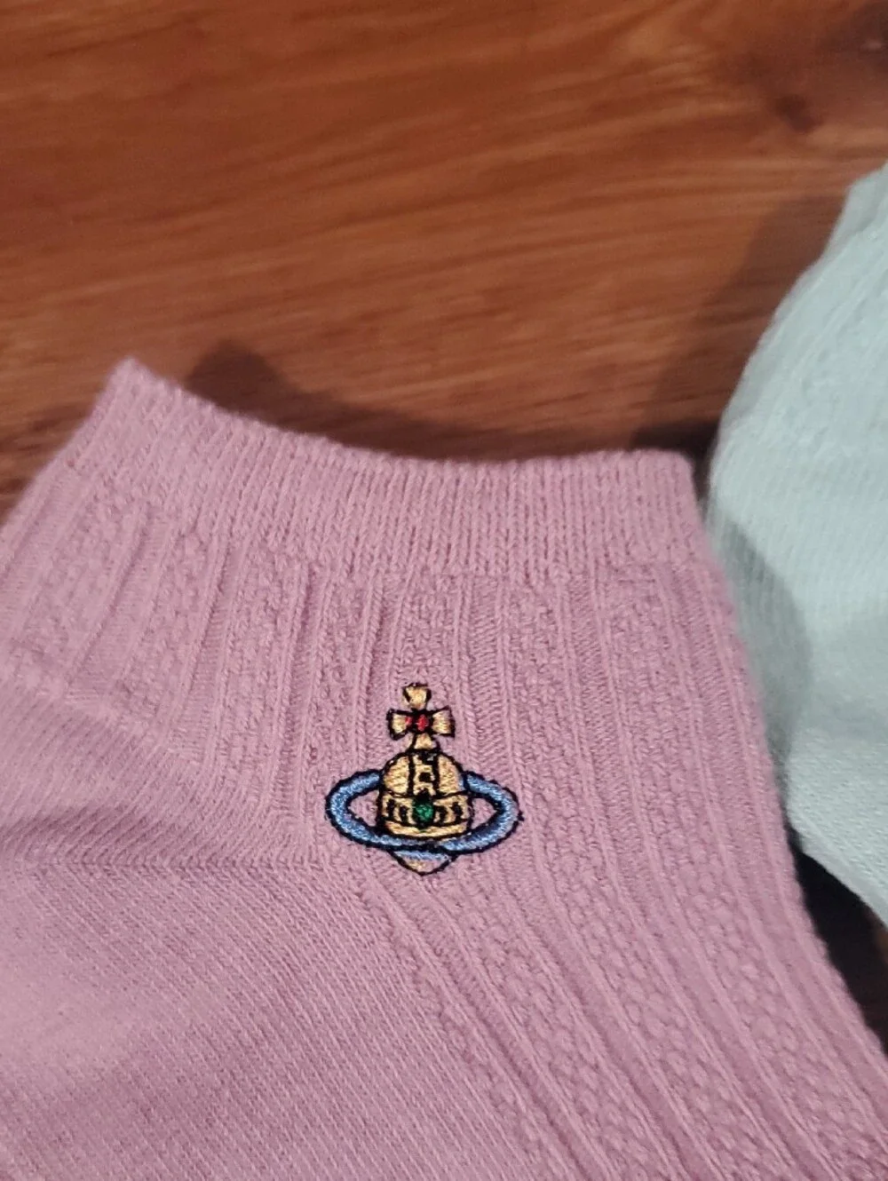 Vivienne Westwood Pastel Ankle Socks Trio in Pink, Light Blue & Beige